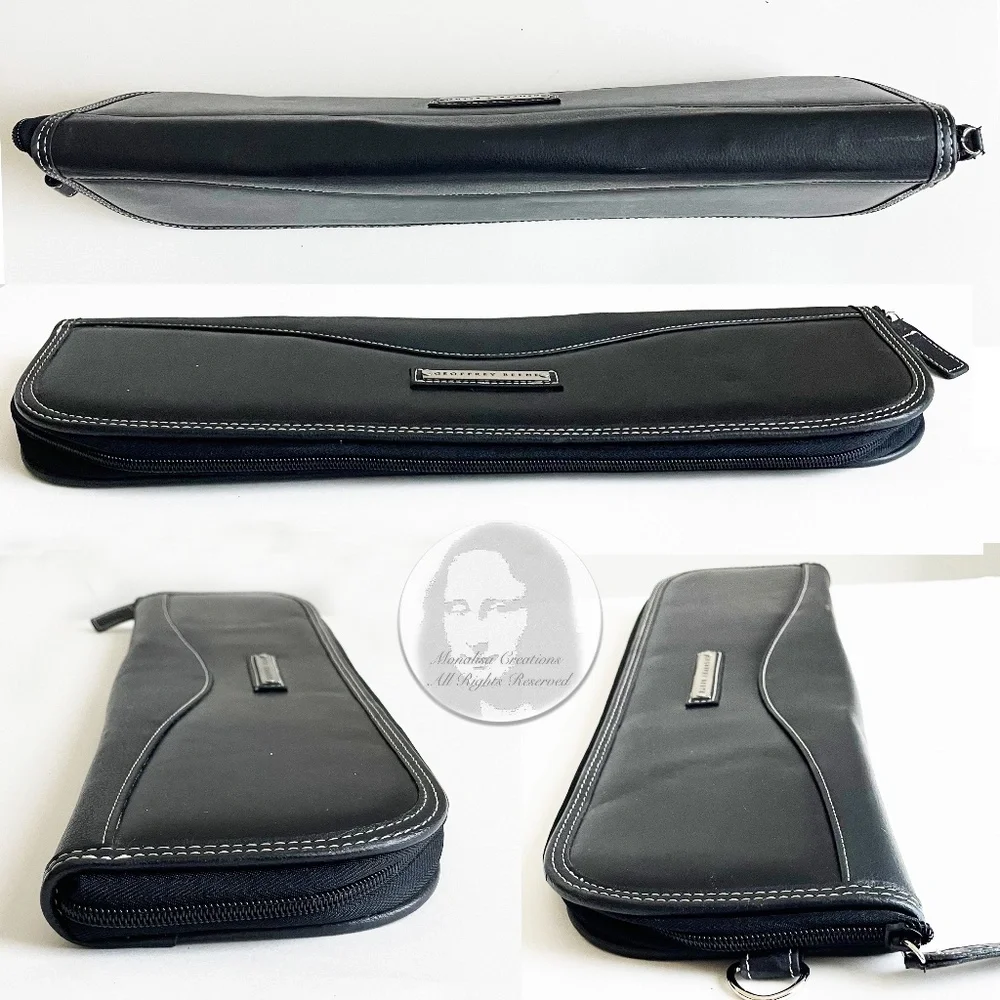 Geoffrey Beene Tie Case Holder Black Leather Travel Case Vintage 90s